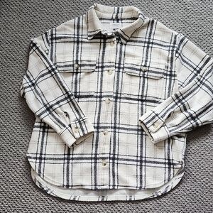 American Eagle Cream and Black Checkered Cotton Blend Shacket Women's Size Large
